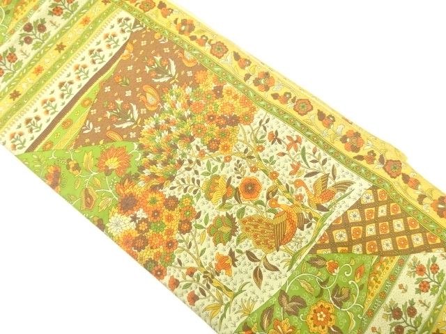 JAPANESE FUKURO OBI / WOVEN FLOWER & BIRD